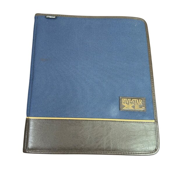 Mead Five Star XL Zipper Binder Organizer Notebook Blue Brown 12x14 Vintage Y2K - Picture 7 of 12